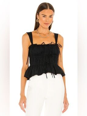 Ulla Johnson Lulu Bow Ruched Peplum Tank Top